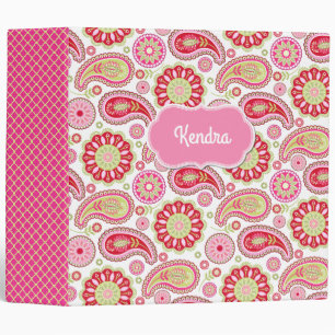 Pretty Pink Paisley Personalized Binder