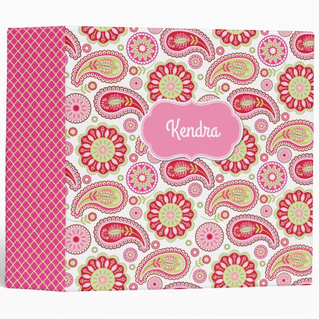 Pretty Pink Paisley Personalized Binder (Front/Spine)