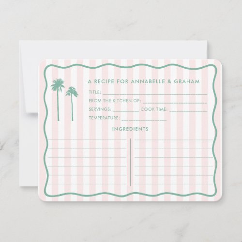 Pretty Pink Palm Springs Bridal Shower Recipe Card