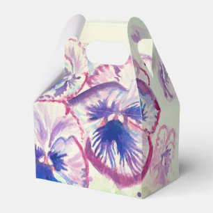 Pretty Pink Pansy Floral Wedding Cake Favor Box