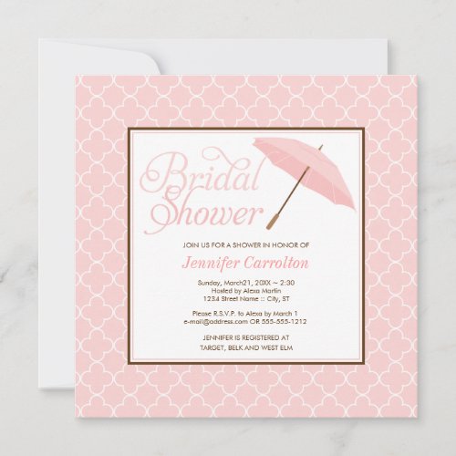 Pretty Pink Parasol Bridal Shower Invitation