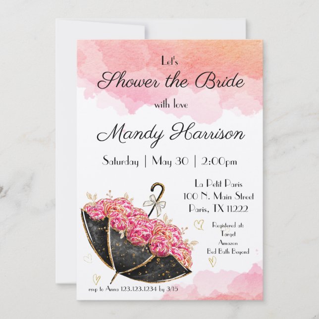Pretty Pink Parisian Bridal Shower Invitation (Front)