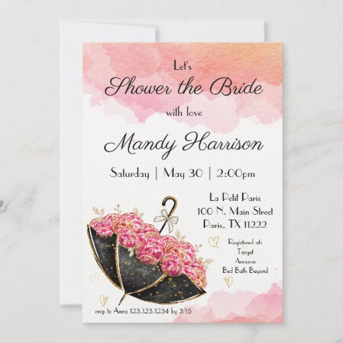 Pretty Pink Parisian Bridal Shower Invitation