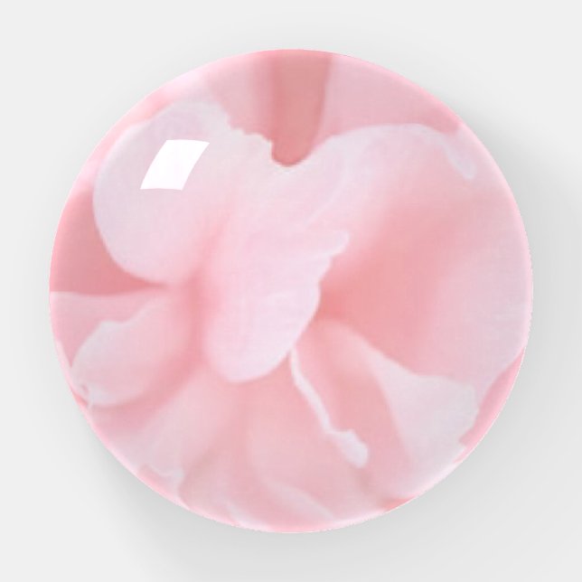 Pretty Pink Pastel Girly Peony Heart Shaped Paperweight (Front)