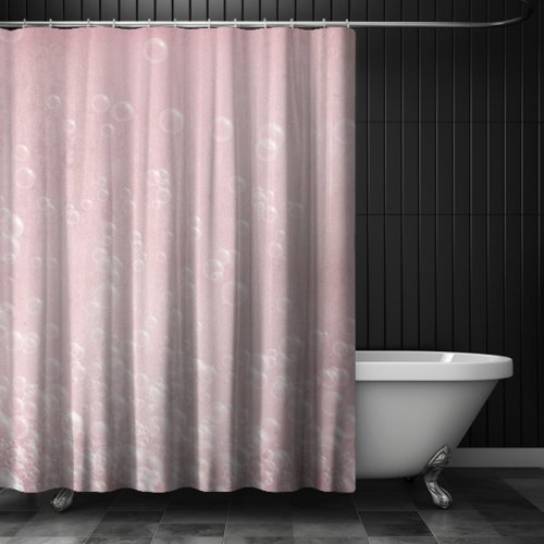 Pretty Pink Pastel Soap Bubbles Shower Curtain