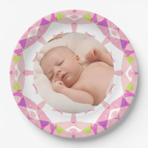 Pretty Pink Pastels Custom Picture Girl’s Birthday Paper Plates