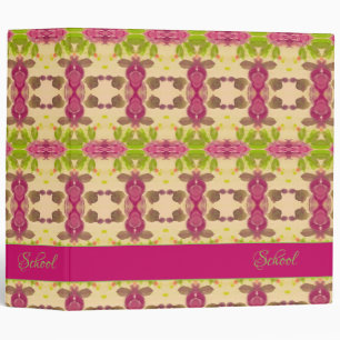 Pretty Pink Patterned School 3 Ring Binder