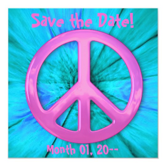 Pretty Pink Peace Sign Over Blue Abstract Explosio Card
