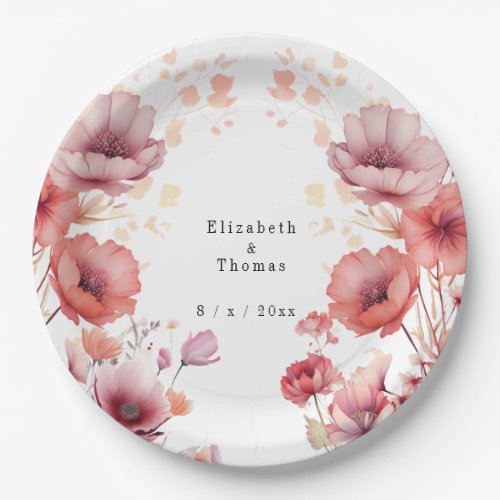 Pretty Pink Peach Fuzz Watercolor Paper Plates