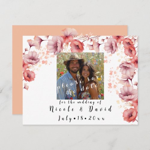 Pretty Pink Peach Fuzz Watercolor Wedding Save The Date