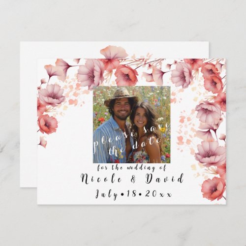 Pretty Pink Peach Fuzz Watercolor Wedding Save The Date