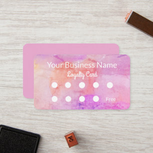 Pretty Pink Peach Watercolour Loyalty Card