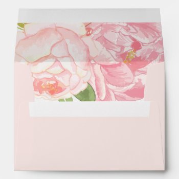 Pretty Pink Peonies A7 Wedding Envelopes by colourfuldesigns at Zazzle