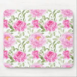 Pretty Pink Peonies and Greenery Floral Pattern Mouse Pad<br><div class="desc">Add a floral accent to your desk with this pink floral theme mousepad. It features watercolor floral pattern of pink peonies and roses with greenery accents. This will be perfect as a gift for all occasions.</div>