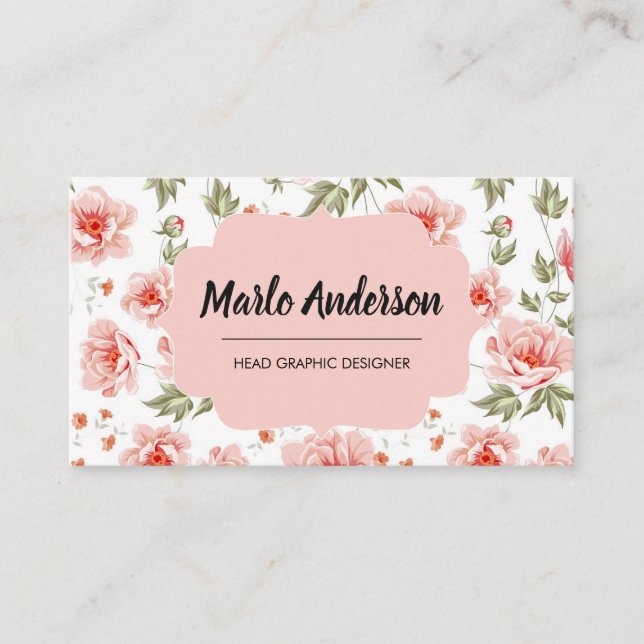 Pretty Pink Peonies Business Card (Front)