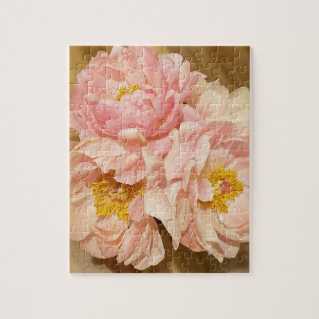 Pretty Pink Peonies Flowers Bouquet Jigsaw Puzzle (Vertical)