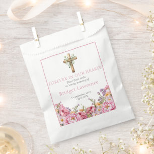 Pretty Pink Peonies Funeral Seed Packet Favor Bag