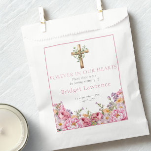 Pretty Pink Peonies Funeral Seed Packet Favor Bag