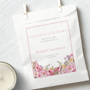 Pretty Pink Peonies Funeral Seed Packet Favor Bag