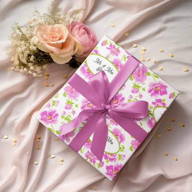Pretty Pink Peonies Personalized Wrapping Paper (Creator Uploaded)