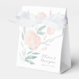 Pretty pink peony floral wedding favor boxes