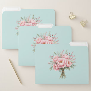 Pretty Pink Peony Flower Bouquet File Folder
