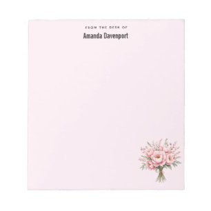 Pretty Pink Peony Flower Bouquet Notepad