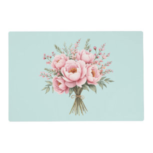 Pretty Pink Peony Flower Bouquet Placemat