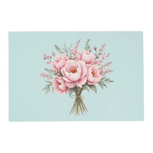 Pretty Pink Peony Flower Bouquet Placemat