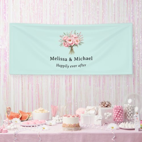 Pretty Pink Peony Flower Bouquet Wedding Banner