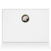 Pretty Pink Peony Flower Green Leaves Cards (Inside Horizontal (Top))