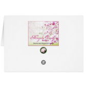 Pretty Pink Peony Flower Green Leaves Cards (Back Horizontal)