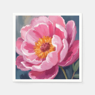 Pretty Pink Peony Flower Painting Watercolor Napkins