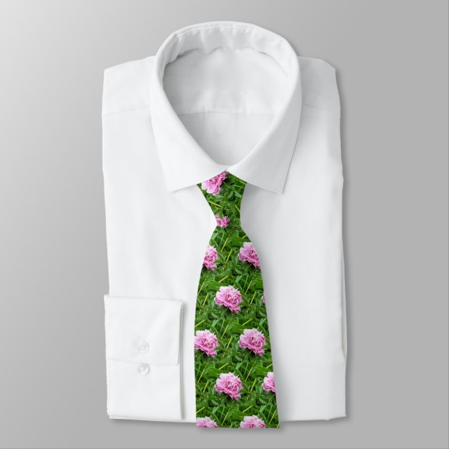 Pretty Pink Peony Neck Tie (Tied)