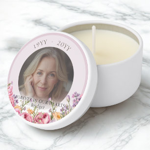 Pretty Pink Peony Wildflower Remembrance Memorial Mini Candle Favors