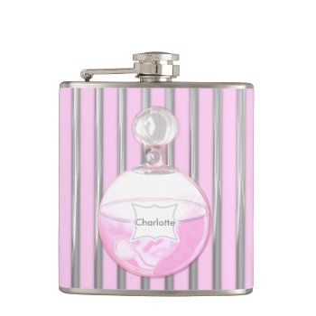 Pretty Pink Perfume Bottle Personalized Hip Flask by Flissitations at Zazzle
