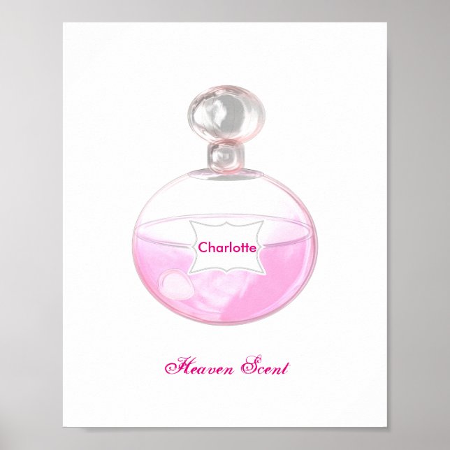 Pretty Pink Perfume Bottle Personalized Poster (Front)