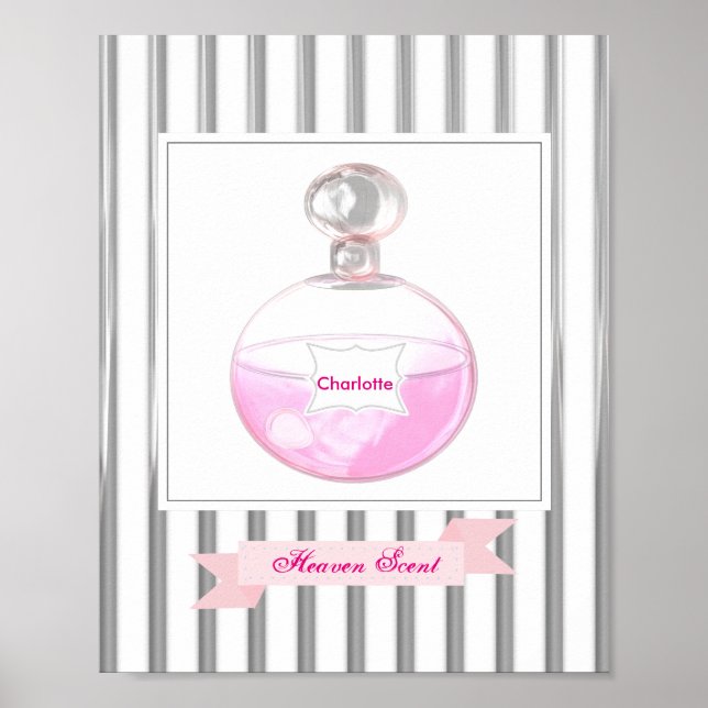 Pretty Pink Perfume Bottle Personalized Poster (Front)