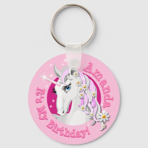 Pretty Pink Personalised Unicorn Birthday Party Cl Keychain