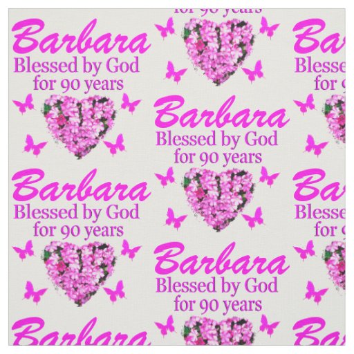 PRETTY PINK PERSONALIZED 90TH BIRTHDAY FABRIC