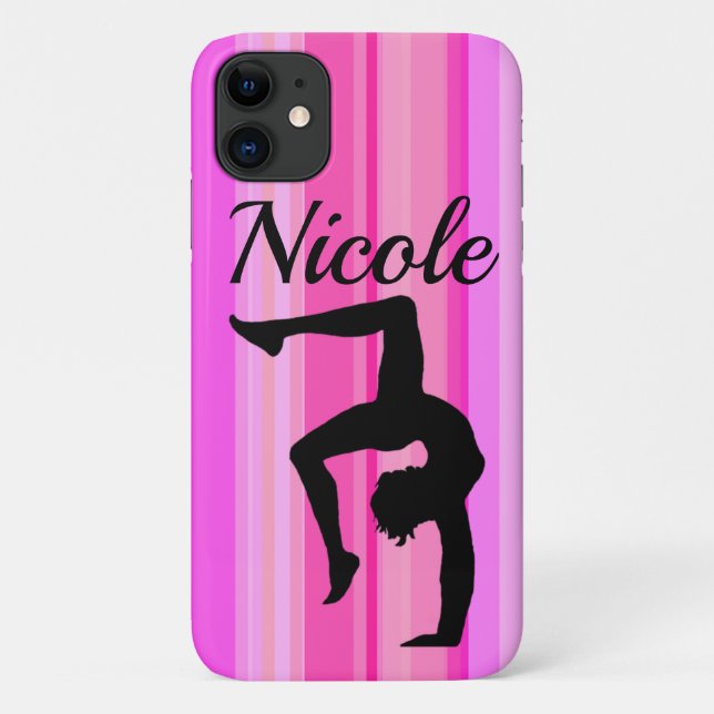 PRETTY PINK PERSONALIZED GYMNASTICS Case-Mate iPhone CASE (Back)