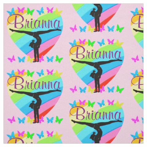 PRETTY PINK PERSONALIZED GYMNASTICS GIRL FABRIC