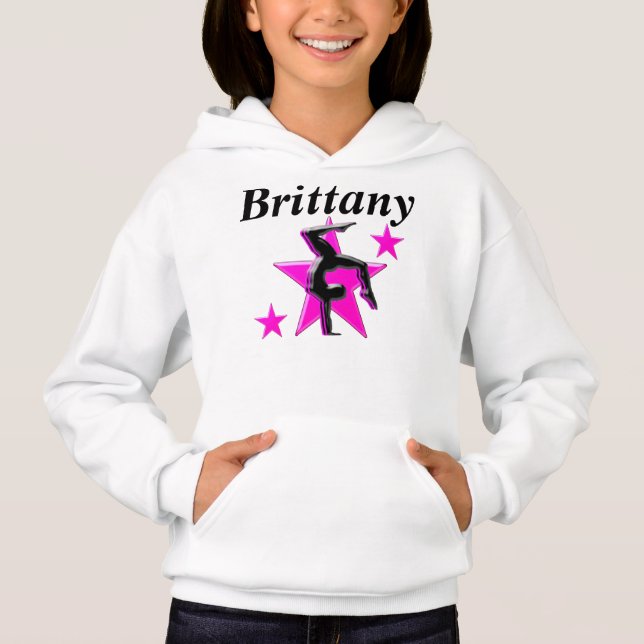 PRETTY PINK PERSONALIZED GYMNASTICS HOODIE (Front)