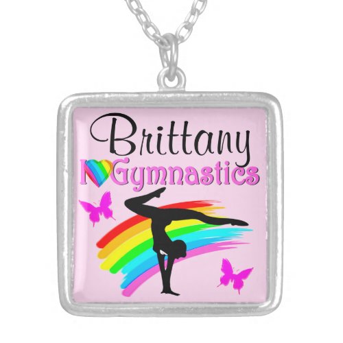 PRETTY PINK PERSONALIZED GYMNASTICS NECKLACE