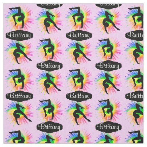 PRETTY PINK PERSONALIZED GYMNASTICS STAR FABRIC