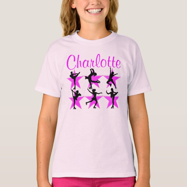 PRETTY PINK PERSONALIZED SKATING STAR TEE (Front)