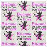 PRETTY PINK PERSONALIZED SOCCER GIRL FABRIC