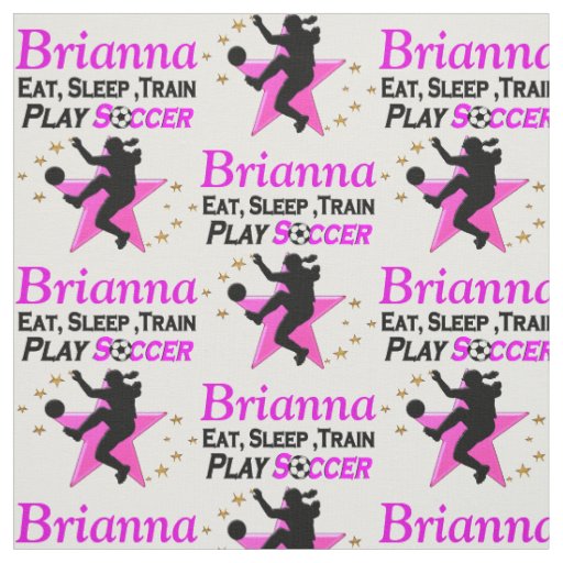 PRETTY PINK PERSONALIZED SOCCER GIRL FABRIC