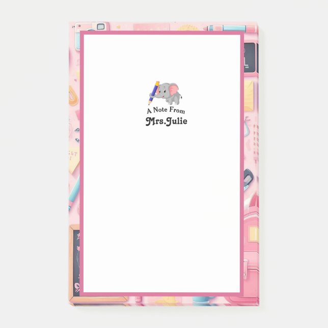 Pretty Pink Personalized Teacher Notes (Front)