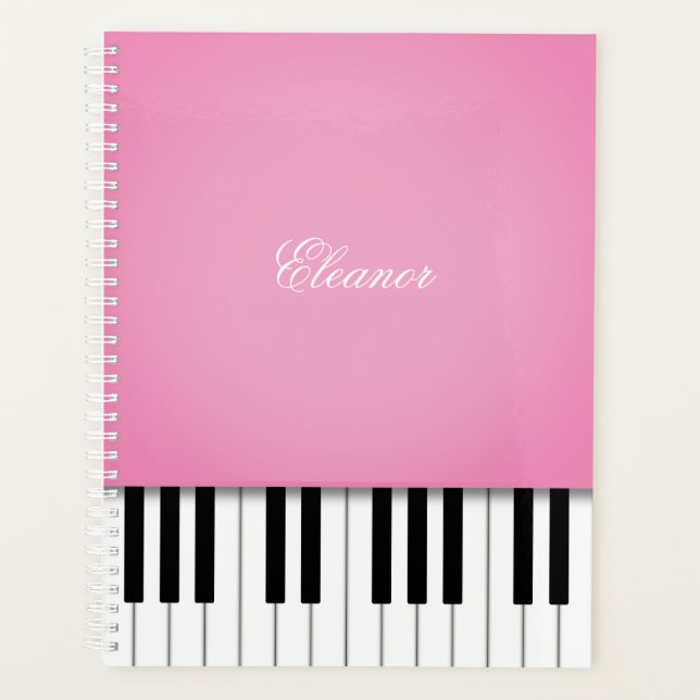 Pretty Pink Piano Music Keyboard Customized Planner (Front)